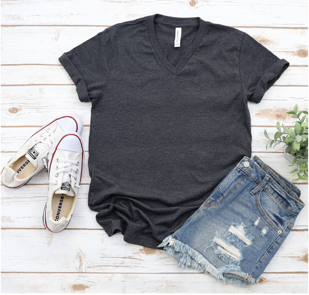 Unisex Bella Canvas 3005 V-neck T-shirts, Blank Plain V-neck Shirts, Trendy V-necks For Women, Basic Vneck Tshirt Cotton Polyester Blend