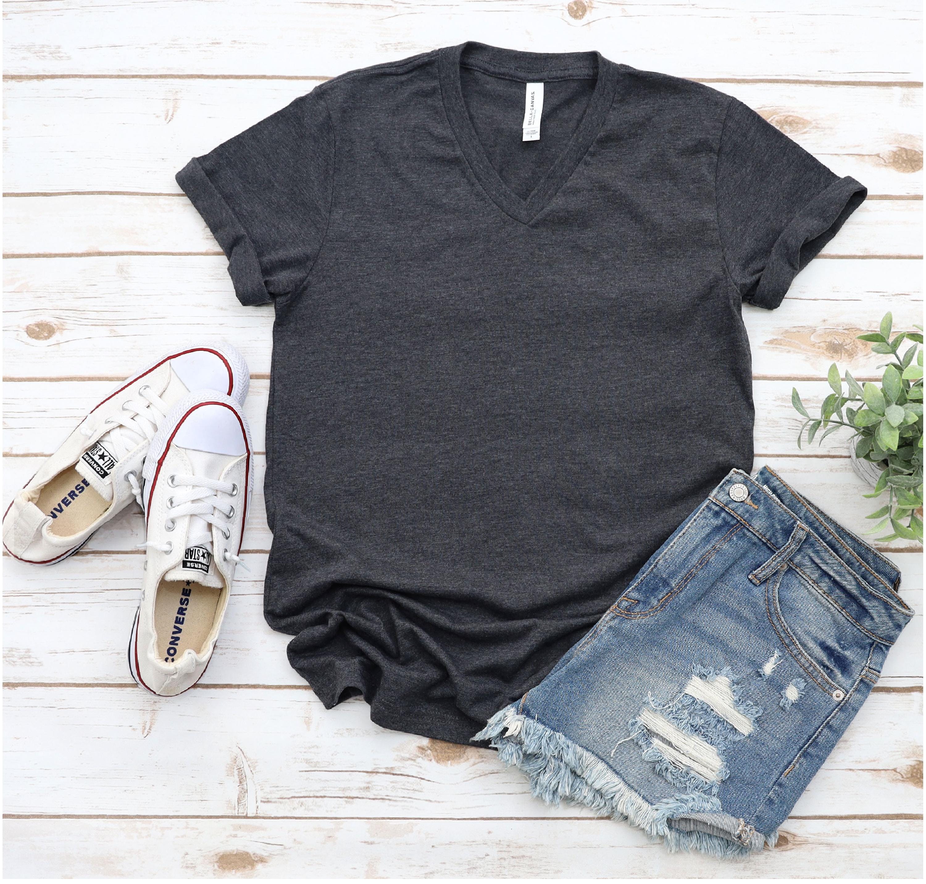 Unisex Bella Canvas 3005 V-neck T-shirts, Blank Plain V-neck Shirts, Trendy V-necks For Women, Basic Vneck Tshirt Cotton Polyester Blend