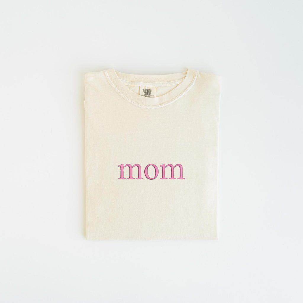 Custom Embroidered Comfort Colors Tshirt, Personalized Embroidered Shirt, Minimalistic Your Text Tee, Varsity Embroidery Outfit, Mothers day