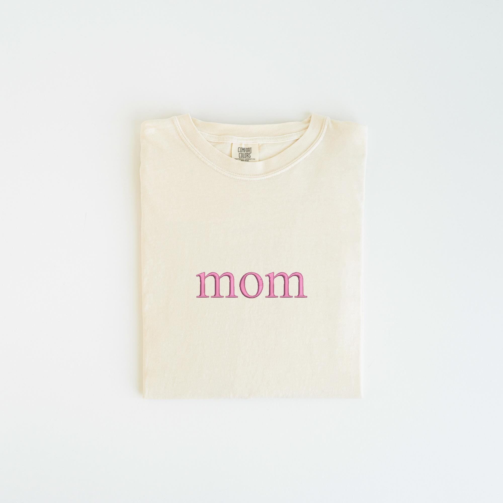 Custom Embroidered Comfort Colors Tshirt, Personalized Embroidered Shirt, Minimalistic Your Text Tee, Varsity Embroidery Outfit, Mothers day