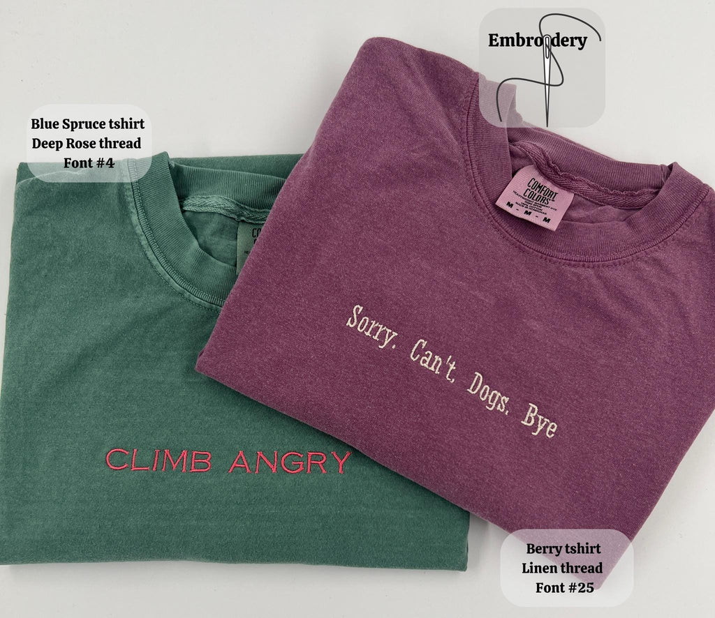 Custom Embroidered Comfort Colors Tshirt, Personalized Embroidered Shirt, Minimalistic Your Text Tee, Varsity Embroidery Outfit, Mothers day