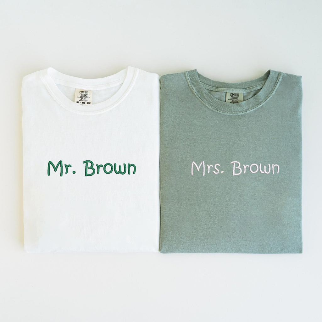 Custom Embroidered Comfort Colors Tshirt, Personalized Embroidered Shirt, Minimalistic Your Text Tee, Varsity Embroidery Outfit, Mothers day