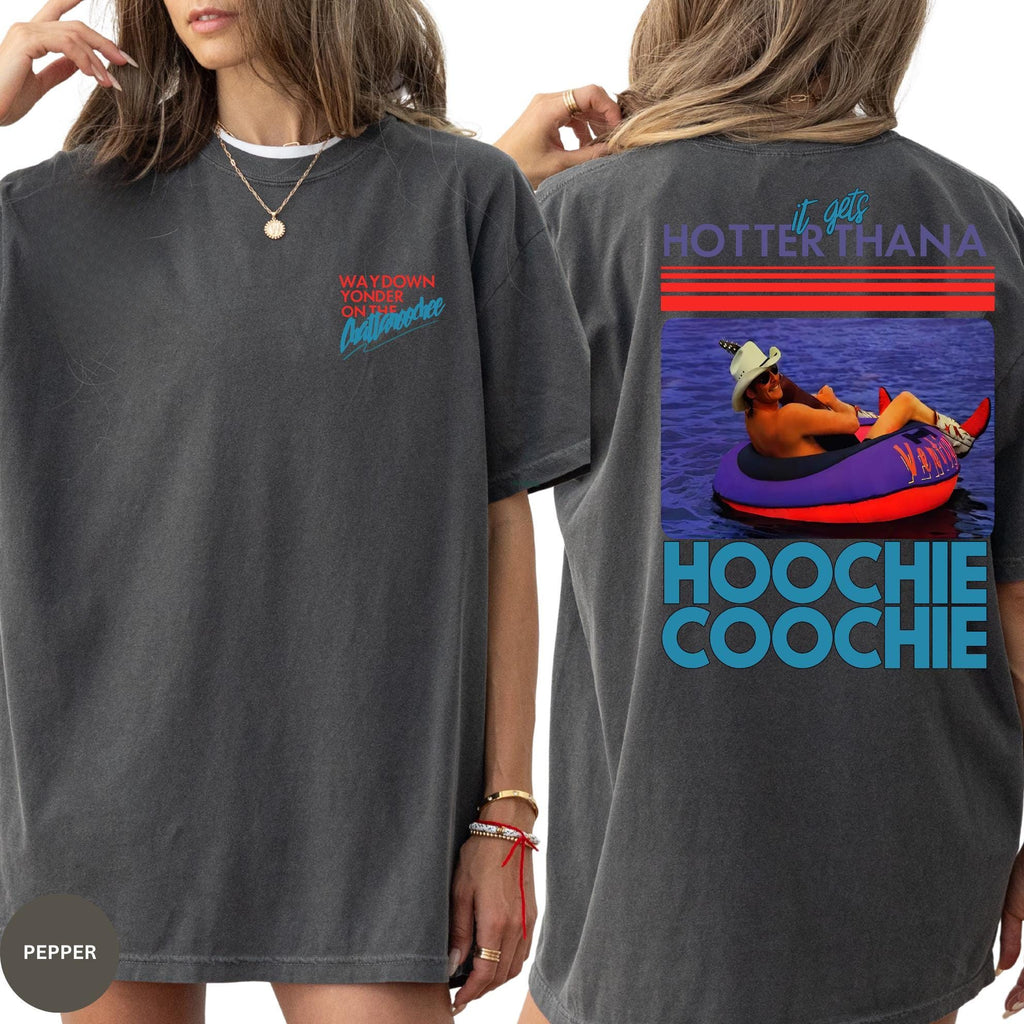 Hotter Than A Hoochie Coochie  Shirt, Meme Summer Vacation Tshirt, Music Lover Gift, 90s Country Music, Trendy Summer Tee