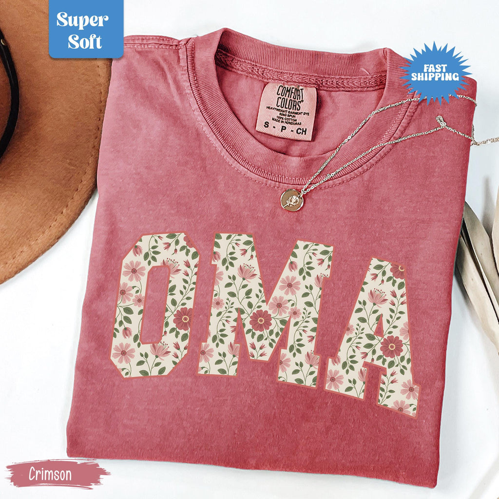 Comfort Colors Oma Shirt, Floral Oma Tshirt, Mother's Day Gift, Trendy Grandma T-shirt, New Grandma Gift, Pregnancy Reveal Gift for New Oma