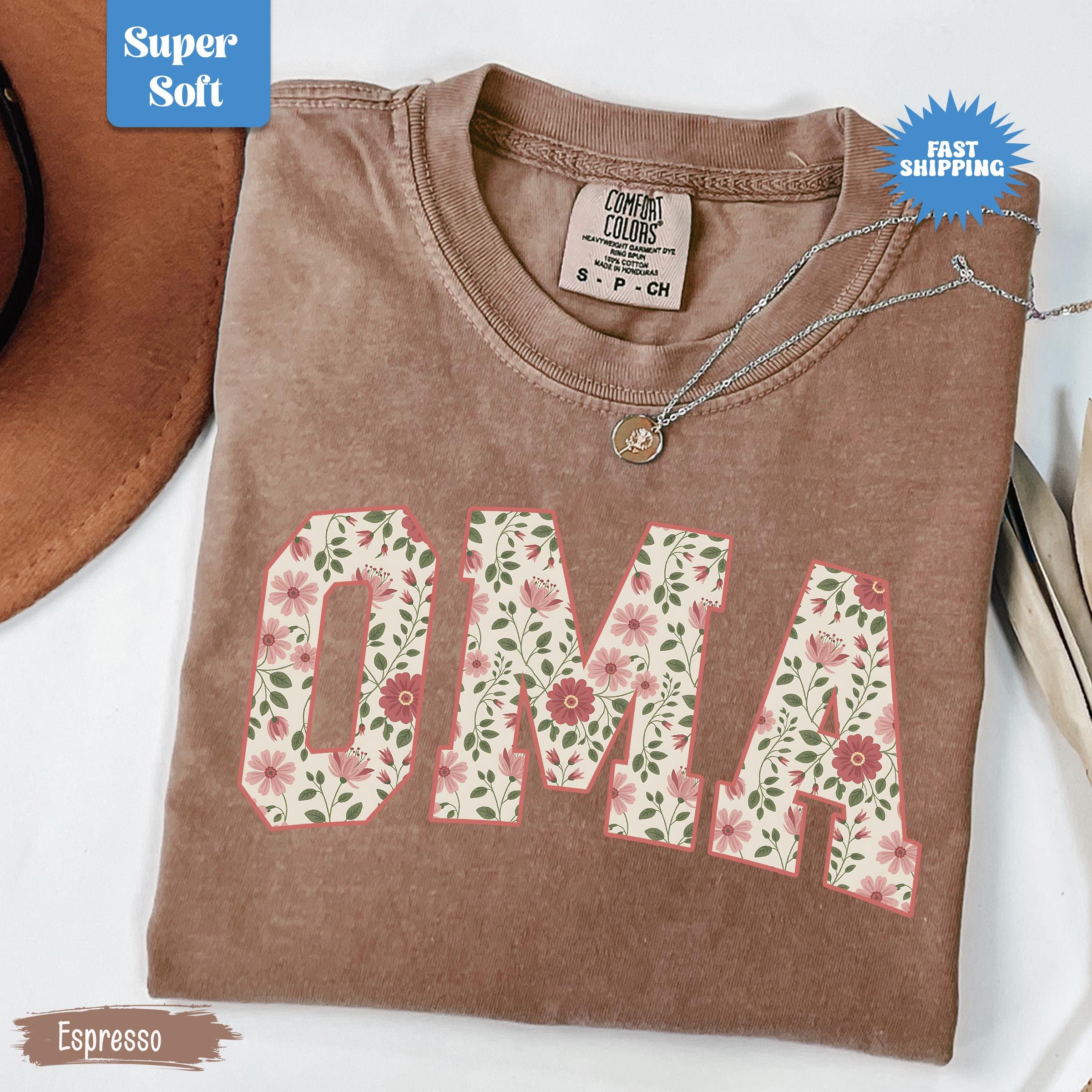 Comfort Colors Oma Shirt, Floral Oma Tshirt, Mother's Day Gift, Trendy Grandma T-shirt, New Grandma Gift, Pregnancy Reveal Gift for New Oma