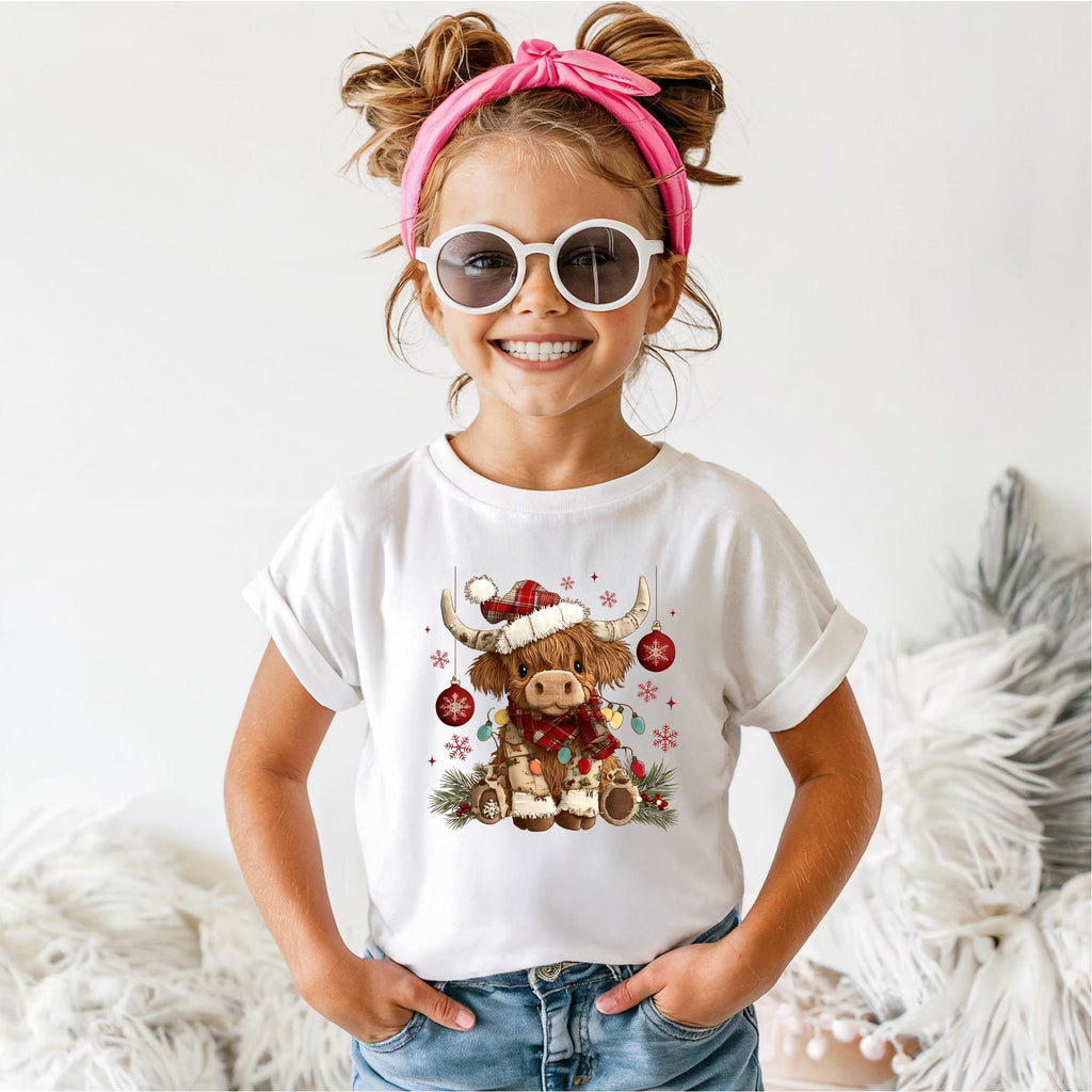 Christmas Cow Sweatshirt, Trendy Cute Highland Cow TShirt, Women Cow Lover Gift, Farmer Christmas Gift, Cow Xmas Holiday Tee