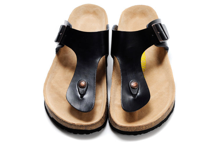Birkenstock Gizeh Black Leather / Birko-Flor Sandals
