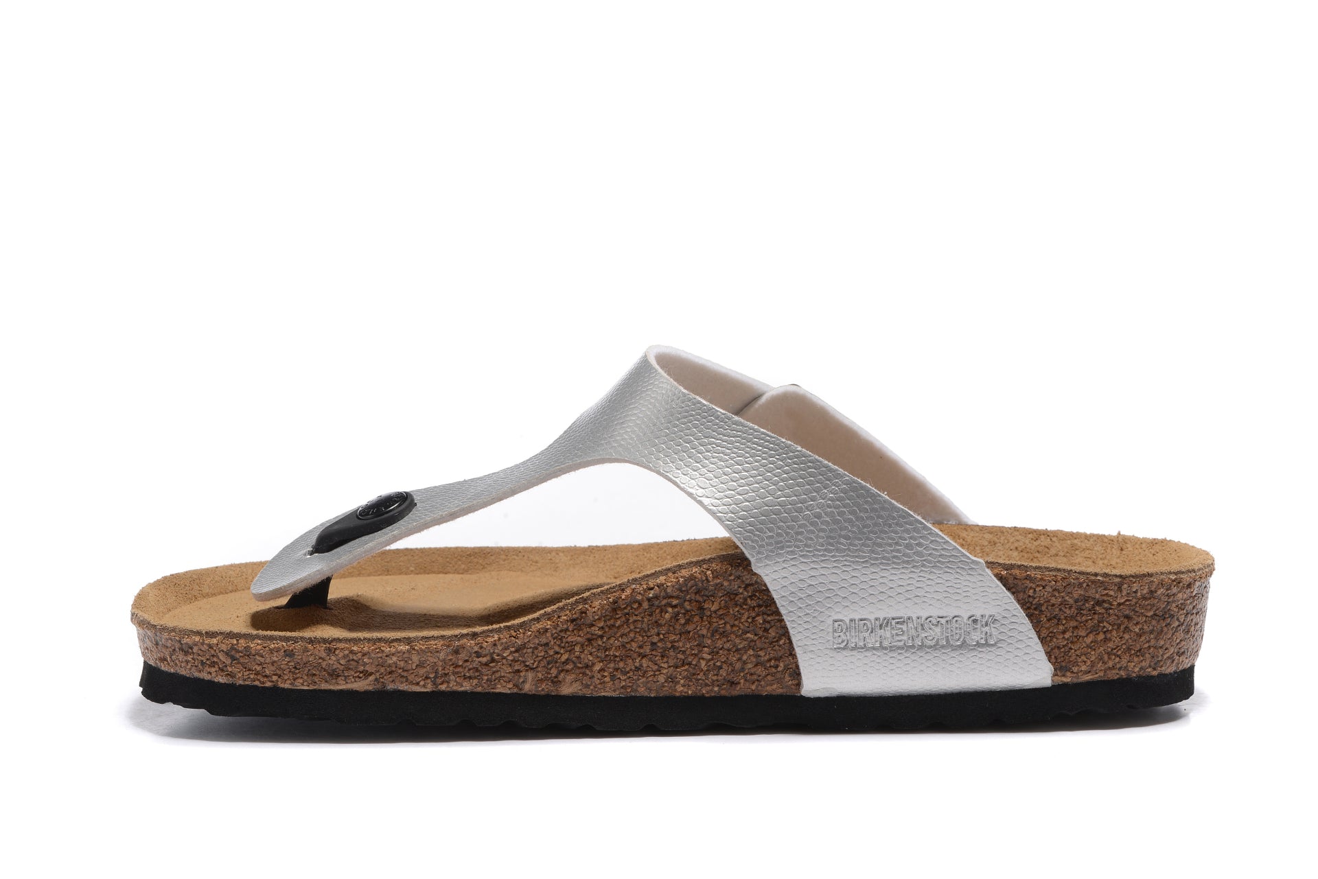 Birkenstock Gizeh Birko-Flor Unisex Toe Post Silver Sandals
