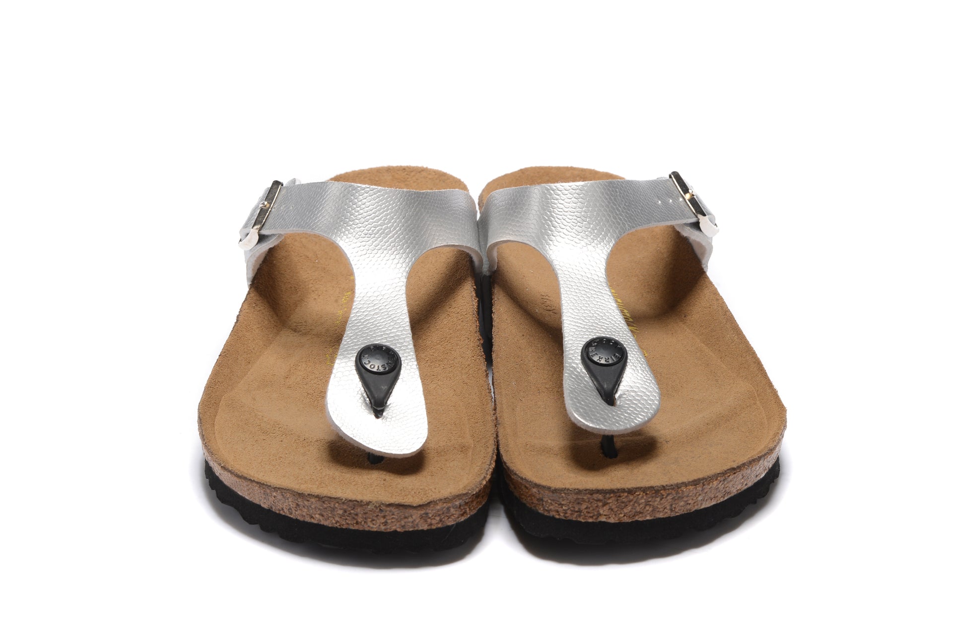 Birkenstock Gizeh Birko-Flor Unisex Toe Post Silver Sandals