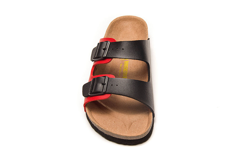 Birkenstock Arizona Red & Black Two-Tone Birko-Flor