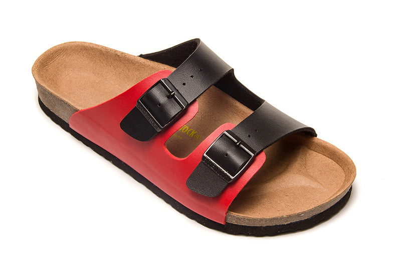 Birkenstock Arizona Red & Black Two-Tone Birko-Flor