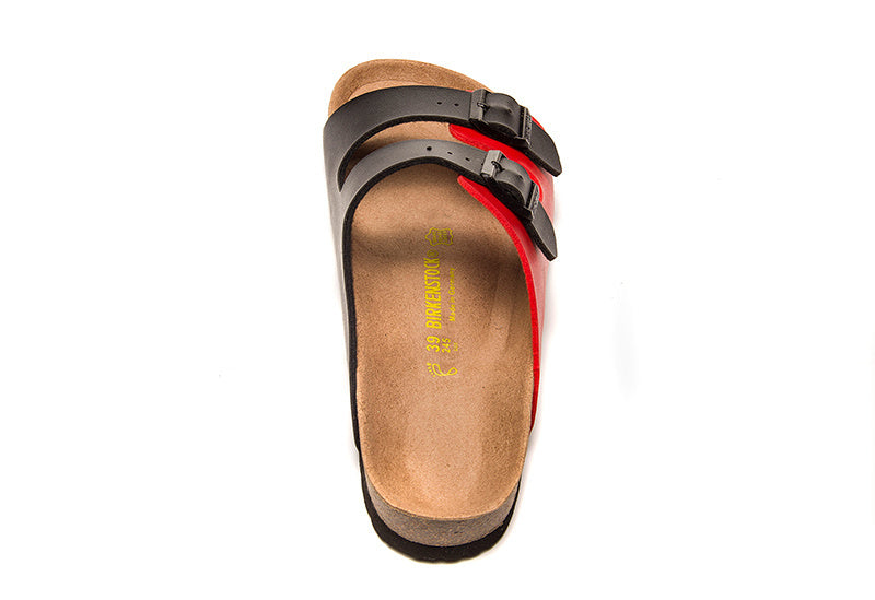 Birkenstock Arizona Red & Black Two-Tone Birko-Flor
