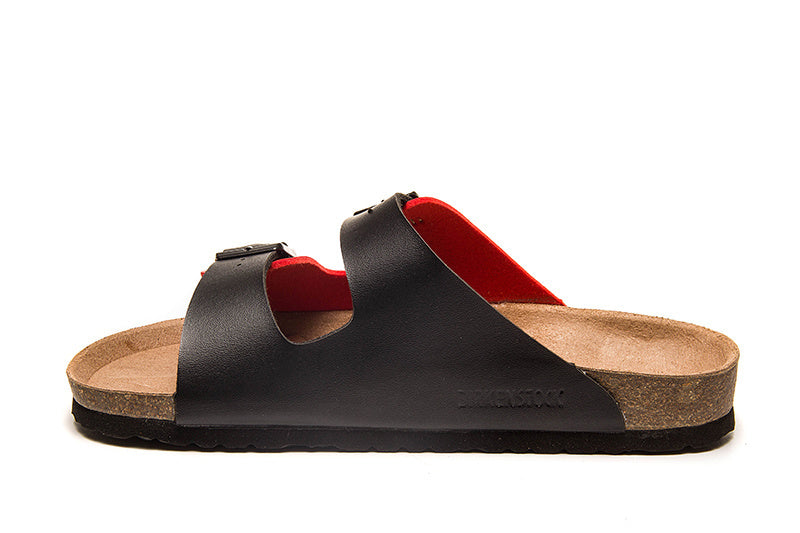 Birkenstock Arizona Red & Black Two-Tone Birko-Flor