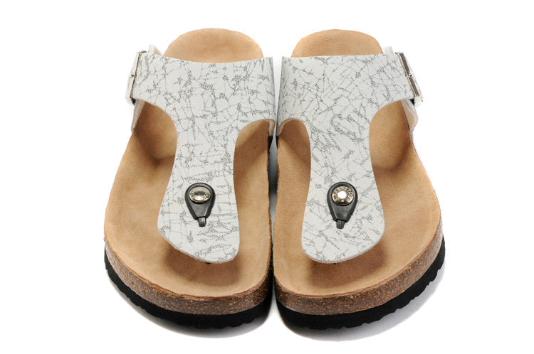 Birkenstock Gizeh White Crackle / Pattern Birko-Flor Sandals