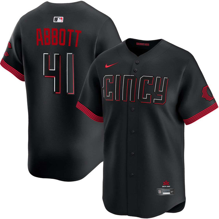 Andrew Abbott Cincinnati Reds City Connect Jersey - Black