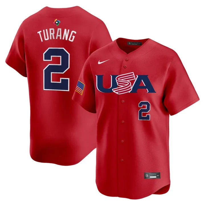 Brice Turang USA Baseball 2026 World Baseball Classic Alternate Stadium Jersey - Red
