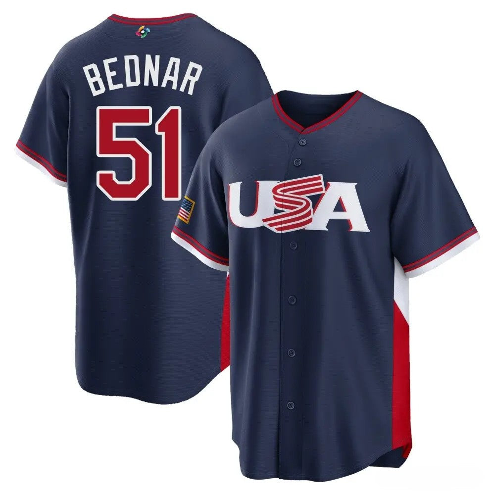 David Bednar USA Baseball 2026 World Baseball Classic Road Stadium Jersey - Navy