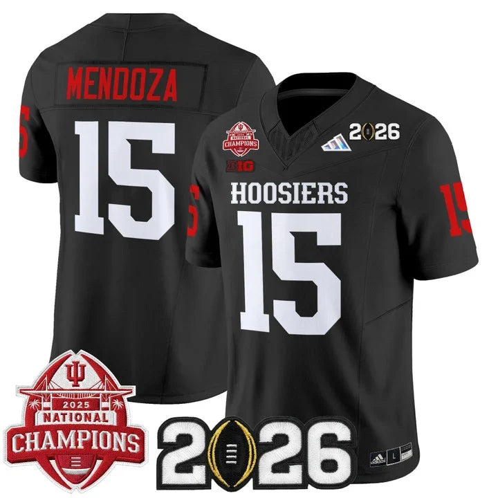 Fernando Mendoza Indiana Hoosiers 2025 National Champions & 2026 CFP Final Patch Alternate Jersey - Black