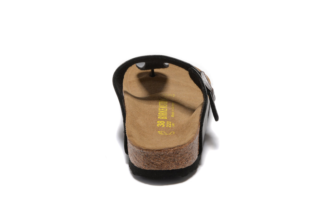 Birkenstock Flip-Flops Black Leather Teacups