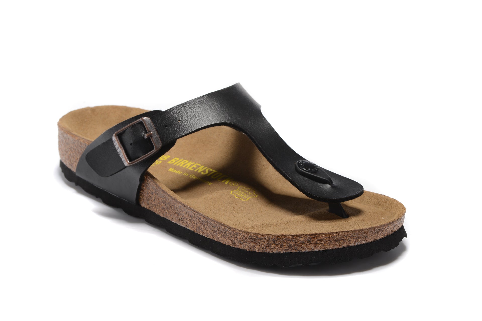 Birkenstock Flip-Flops Black Leather Teacups