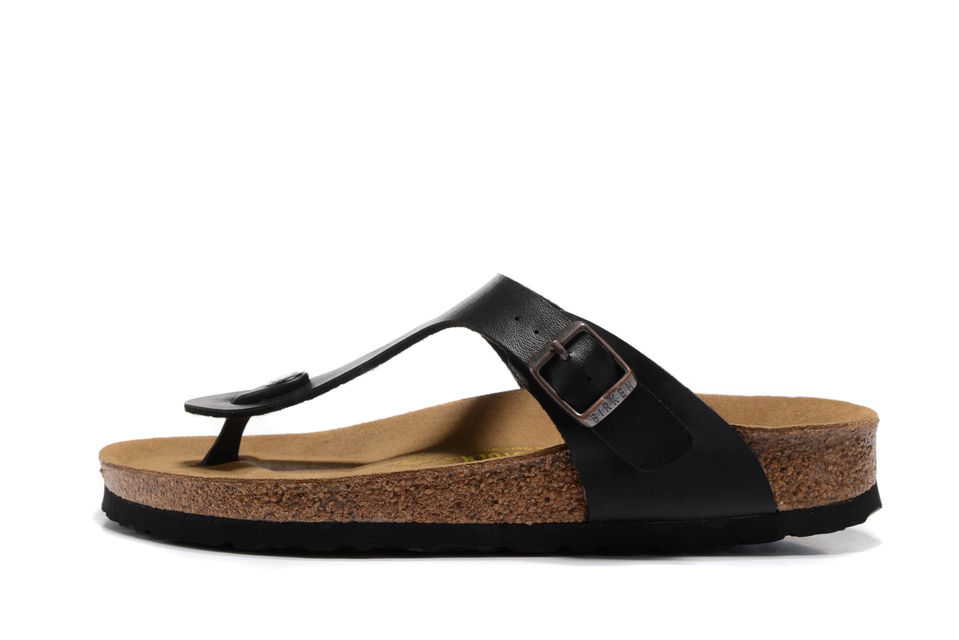 Birkenstock Flip-Flops Black Leather Teacups