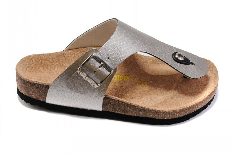 BIRKENSTOCK Gizeh Birko-Flor® Magic Snake Silver (Metallic Crocodile Embossed)