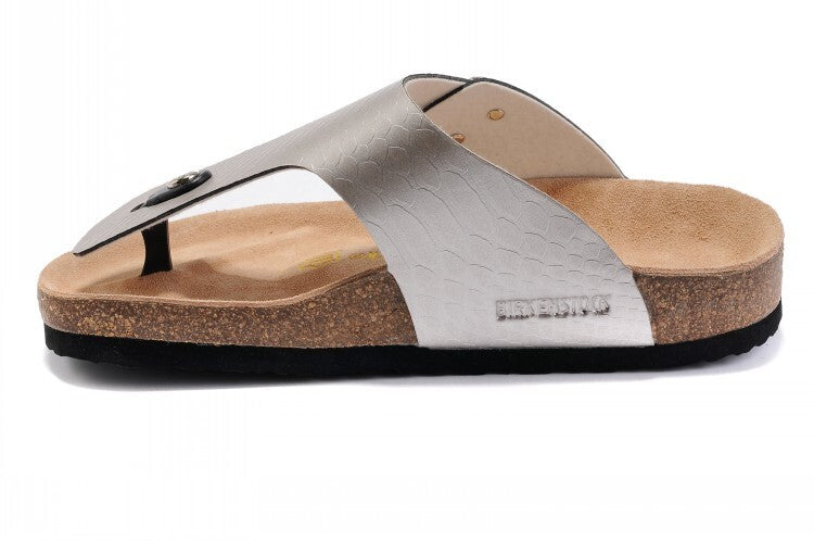BIRKENSTOCK Gizeh Birko-Flor® Magic Snake Silver (Metallic Crocodile Embossed)
