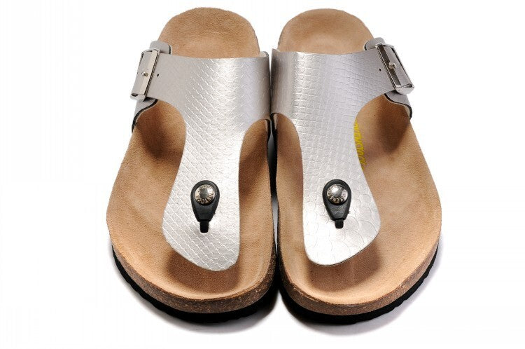 BIRKENSTOCK Gizeh Birko-Flor® Magic Snake Silver (Metallic Crocodile Embossed)