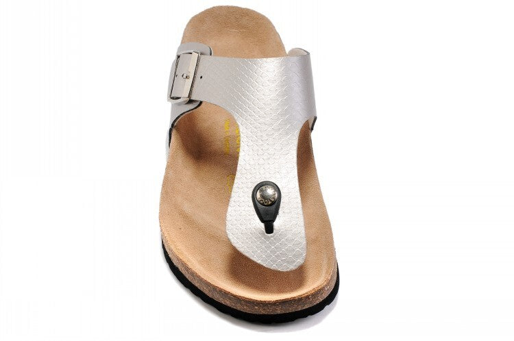 BIRKENSTOCK Gizeh Birko-Flor® Magic Snake Silver (Metallic Crocodile Embossed)