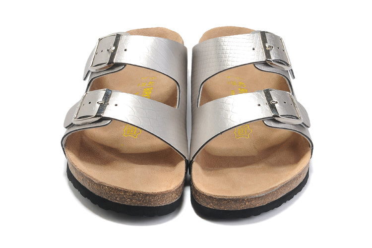 Birkenstock Arizona (Silver Metallic Snake-Embossed Birko-Flor)
