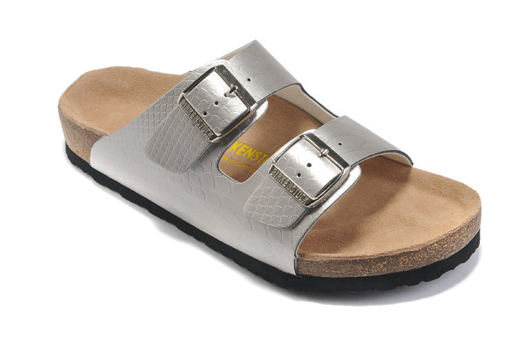Birkenstock Arizona (Silver Metallic Snake-Embossed Birko-Flor)