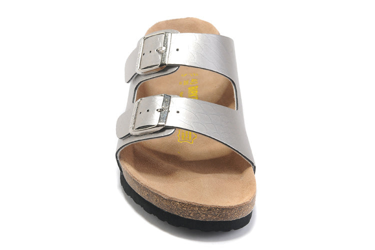 Birkenstock Arizona (Silver Metallic Snake-Embossed Birko-Flor)