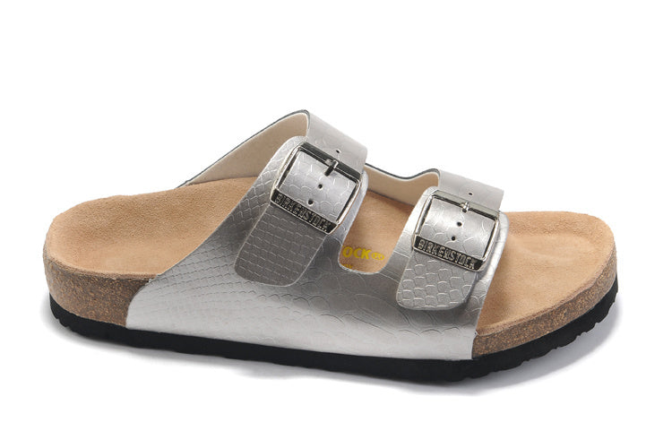 Birkenstock Arizona (Silver Metallic Snake-Embossed Birko-Flor)