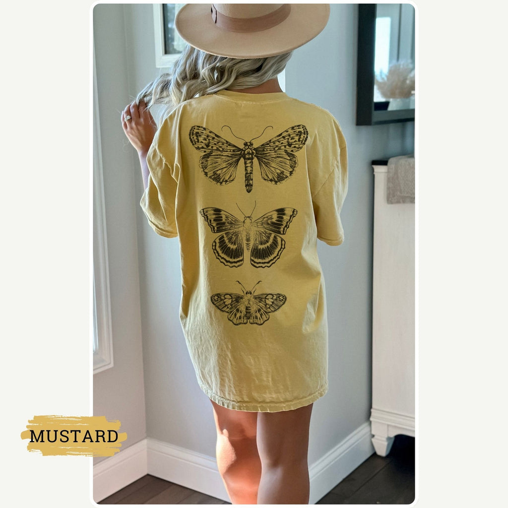 Moth shirt 100 percent cotton comfort colors t-shirt cottagecore tshirt goblincore clothes design on back dark academia boho butterfly shirt