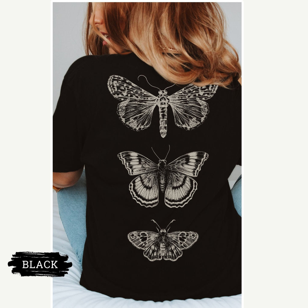 Moth shirt 100 percent cotton comfort colors t-shirt cottagecore tshirt goblincore clothes design on back dark academia boho butterfly shirt
