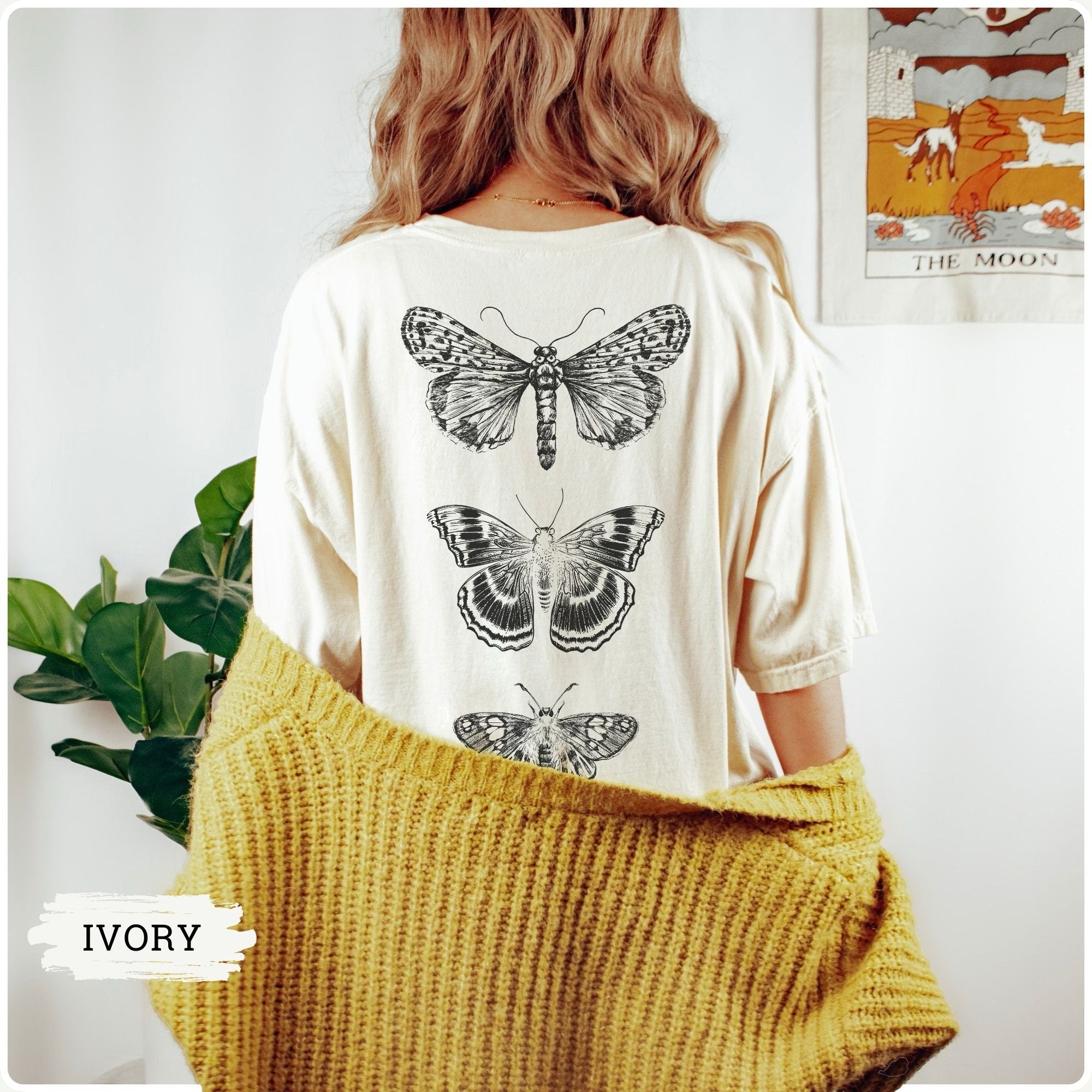 Moth shirt 100 percent cotton comfort colors t-shirt cottagecore tshirt goblincore clothes design on back dark academia boho butterfly shirt