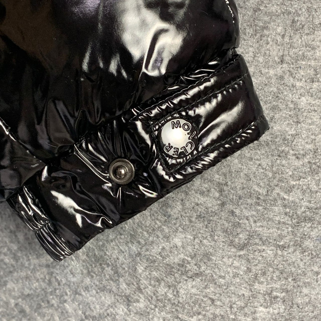 Moncler Maya Hooded Shiny Full Zip Jacket 'Black'