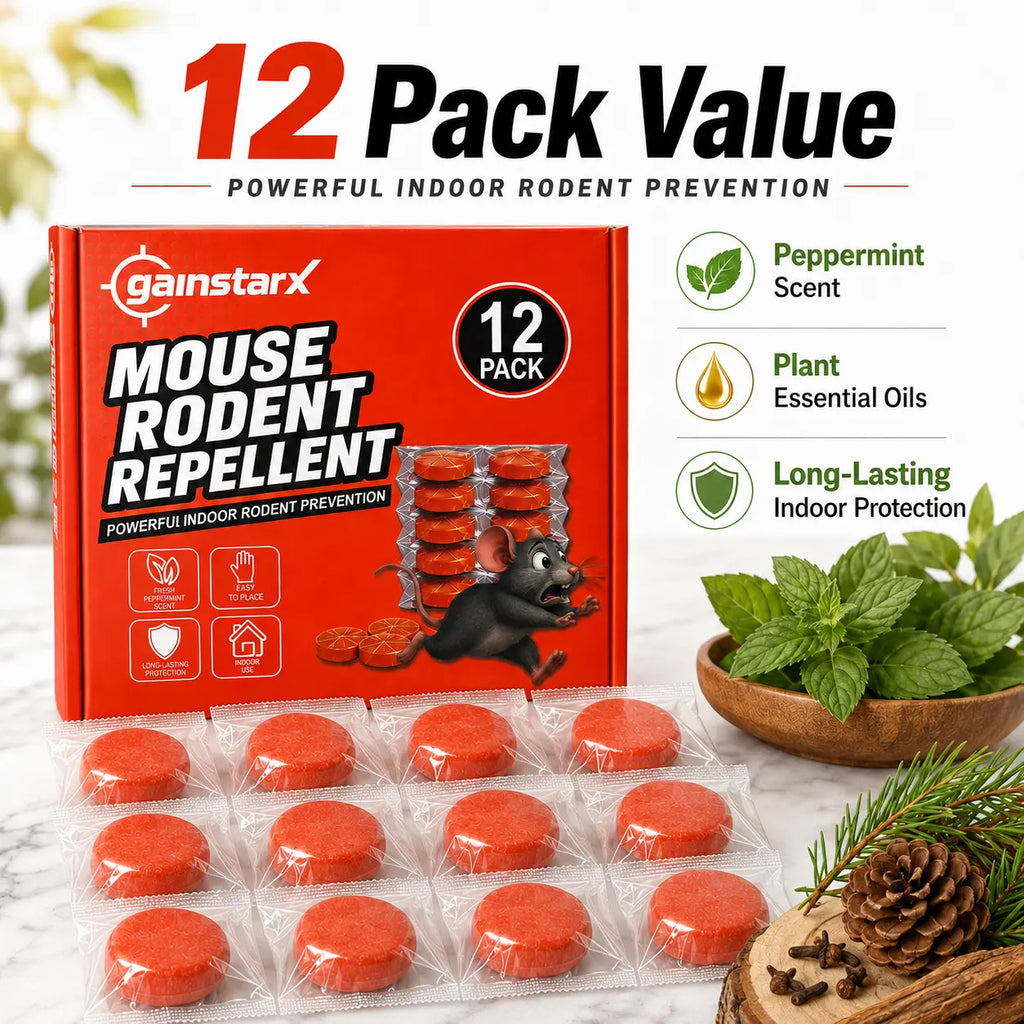 Gainstarx 12 Pack Upgraded Large 25g Each Peppermint Oil Rodent Repellent Balls for Home Kitchen Garage Pantry and Indoor Spaces Mouse and Rat Deterrent