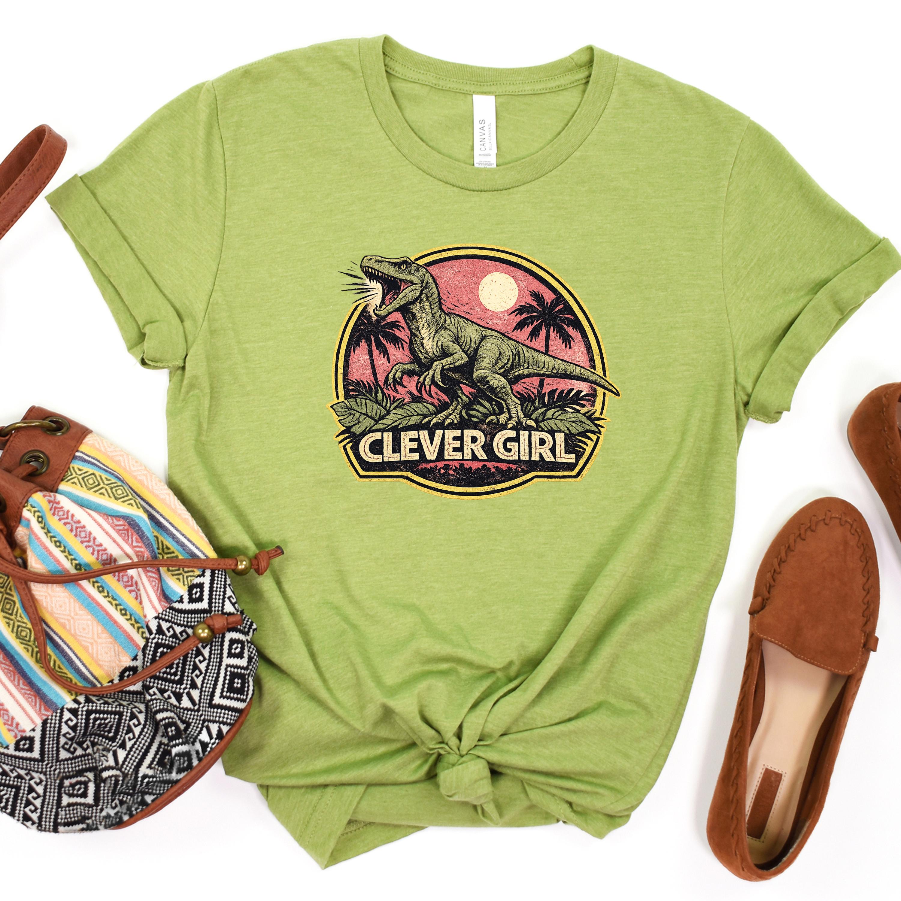 Clever Girl Dinosaur Shirt, Vintage Jurassic Style T-Shirt & Sweatshirt, Funny Dinosaur Graphic Tee, Unisex Adult and Youth | Raptor Shirt