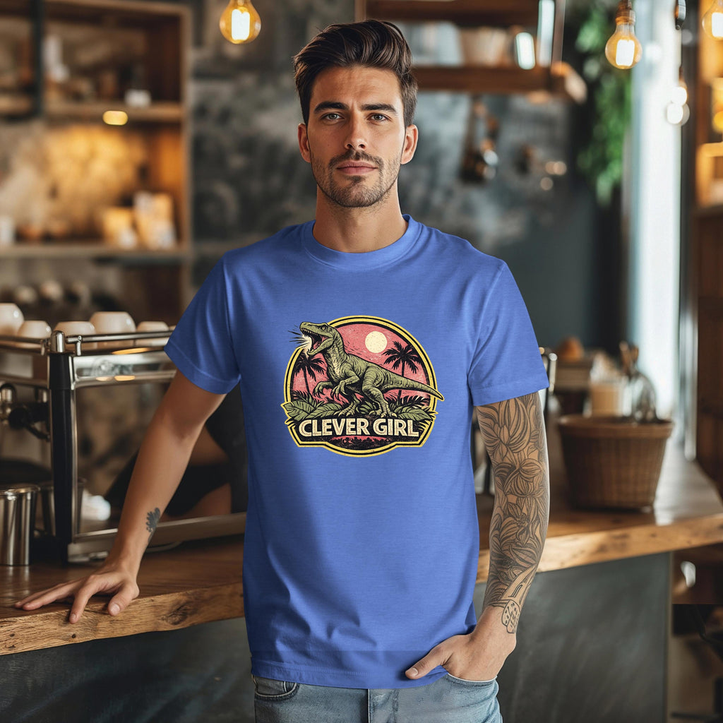 Clever Girl Dinosaur Shirt, Vintage Jurassic Style T-Shirt & Sweatshirt, Funny Dinosaur Graphic Tee, Unisex Adult and Youth | Raptor Shirt