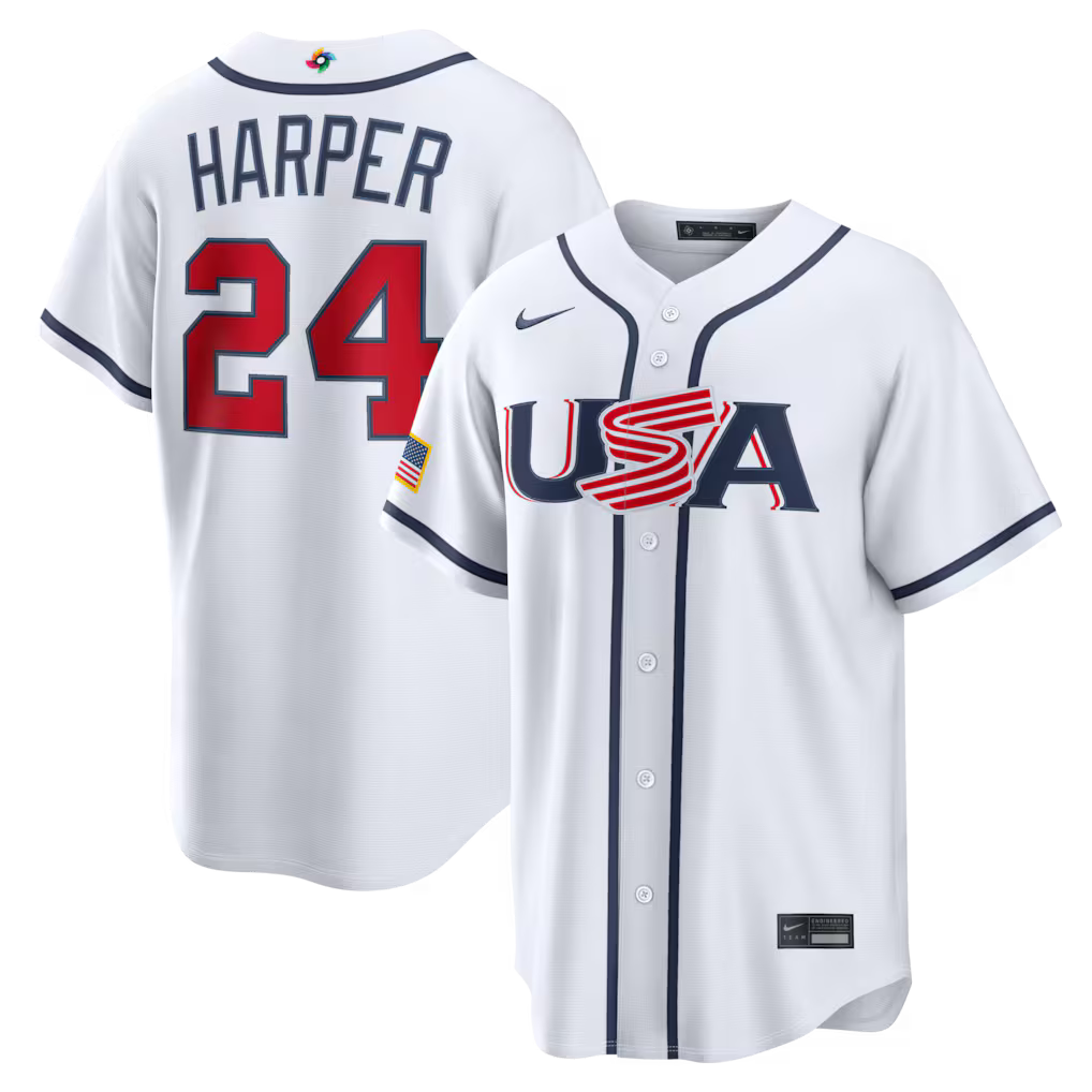 Bryce Harper USA Baseball 2026 World Baseball Classic Home Stadium Jersey - White