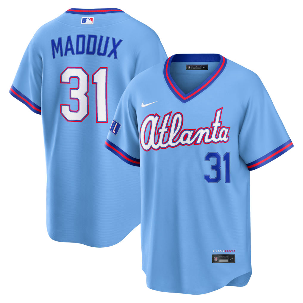 Greg Maddux Atlanta Braves 2026 City Connect Stadium Jersey - Powder Blue