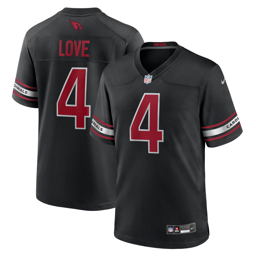 Jeremiyah Love Arizona Cardinals 2026 NFL Draft First Round Pick No. 3 Jersey - Black