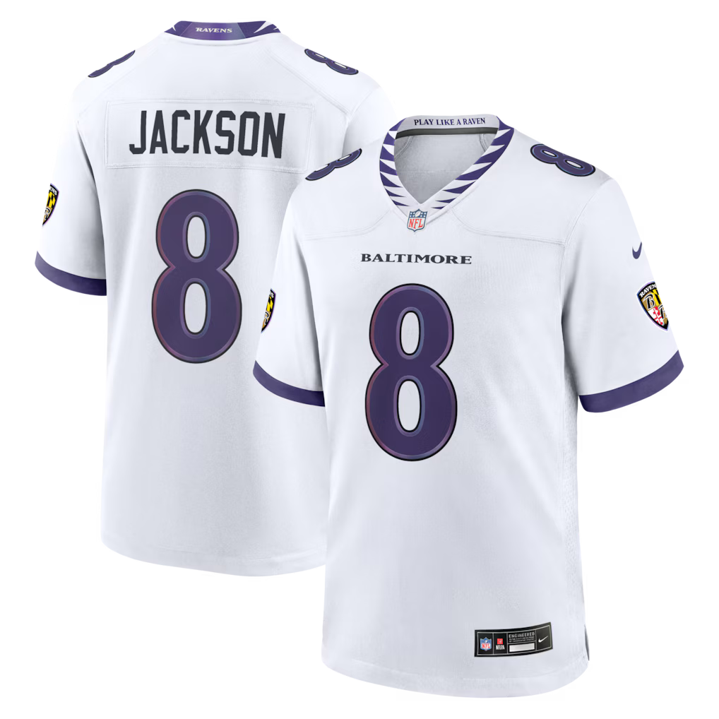 Lamar Jackson Baltimore Ravens Jersey - White