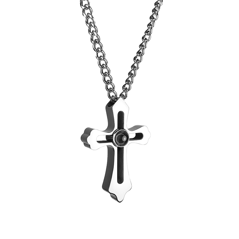 Pendentif Homme – Croix Percée Projection Photo Personnalisée