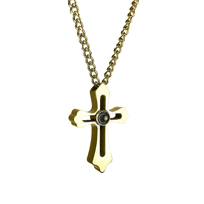 Pendentif Homme – Croix Percée Projection Photo Personnalisée