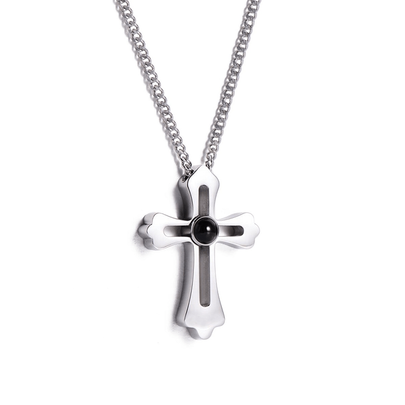 Pendentif Homme – Croix Percée Projection Photo Personnalisée